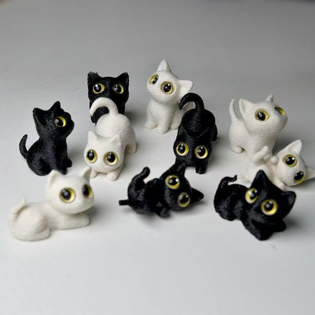 Cute Big-Eyed Cat Faux Fur Display Ornament