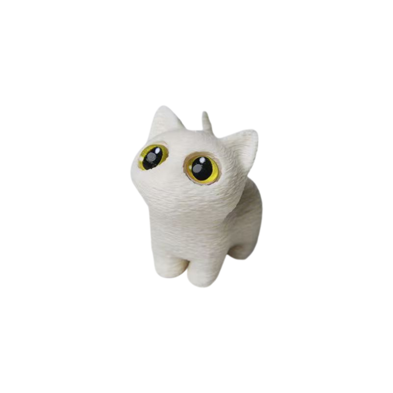 Cute Big-Eyed Cat Faux Fur Display Ornament