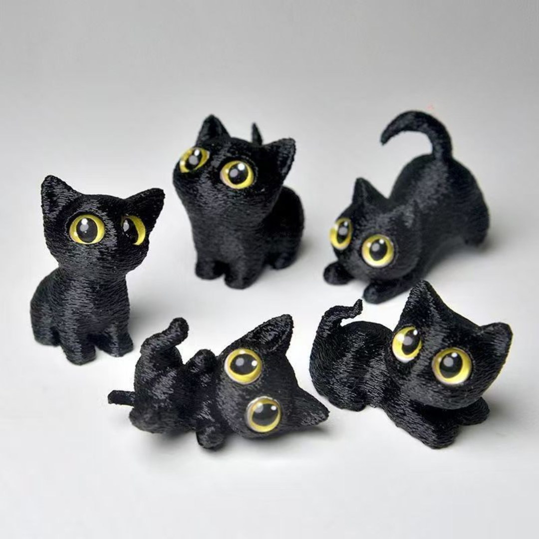 Cute Big-Eyed Cat Faux Fur Display Ornament