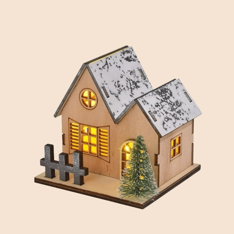 Christmas Lighted Mini House Ornament