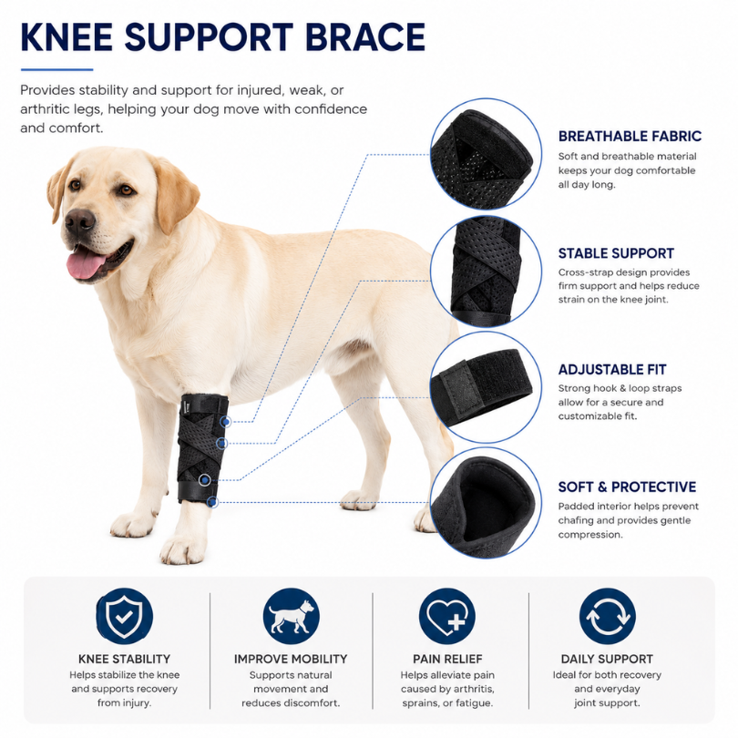Dog Knee Brace for Senior Dogs with Metal Splints