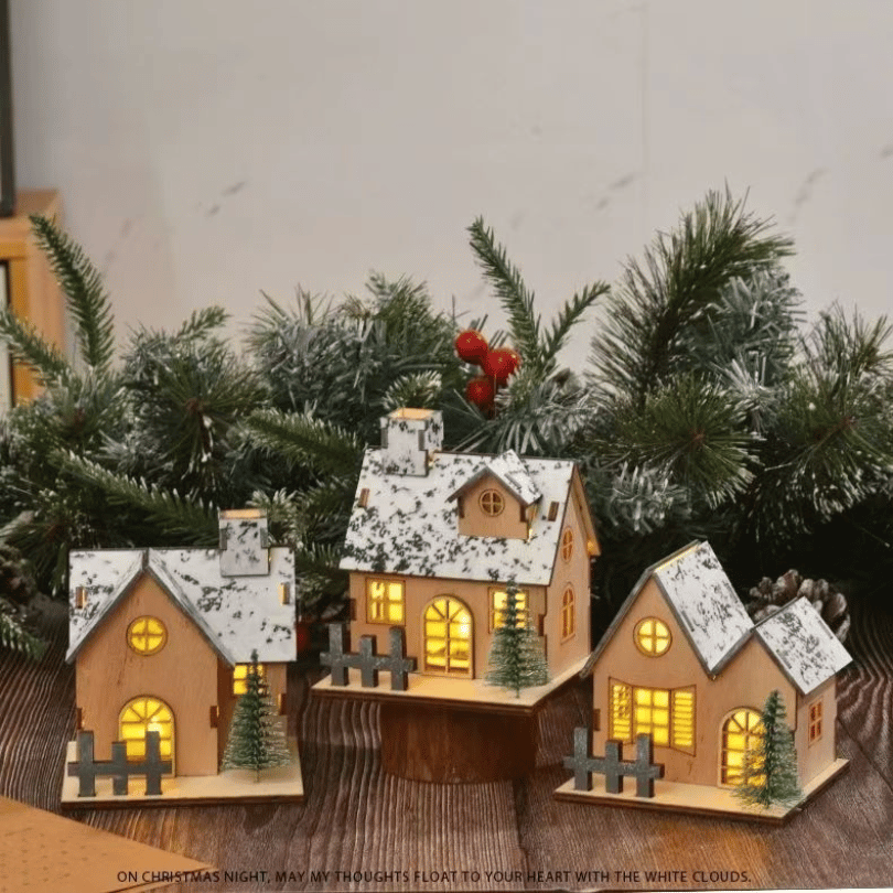 Christmas Lighted Mini House Ornament