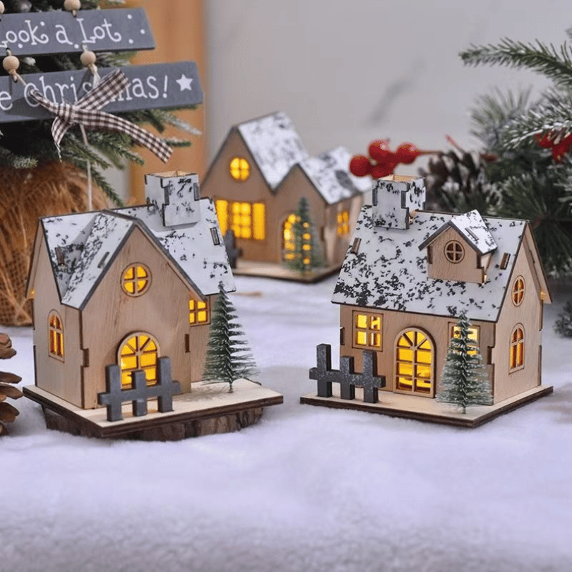 Christmas Lighted Mini House Ornament