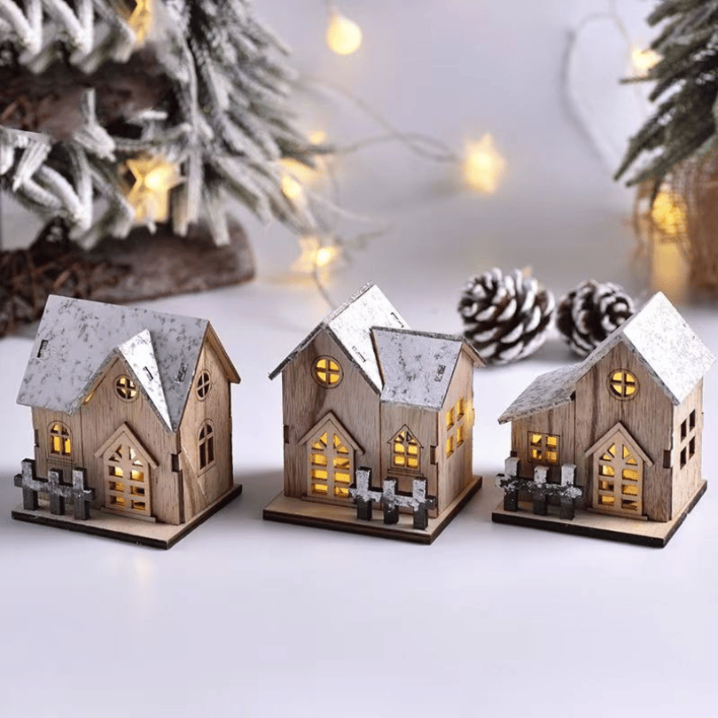 Christmas Lighted Mini House Ornament
