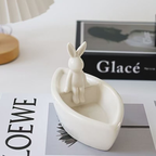 Bougeoir Bateau Lapin en Céramique
