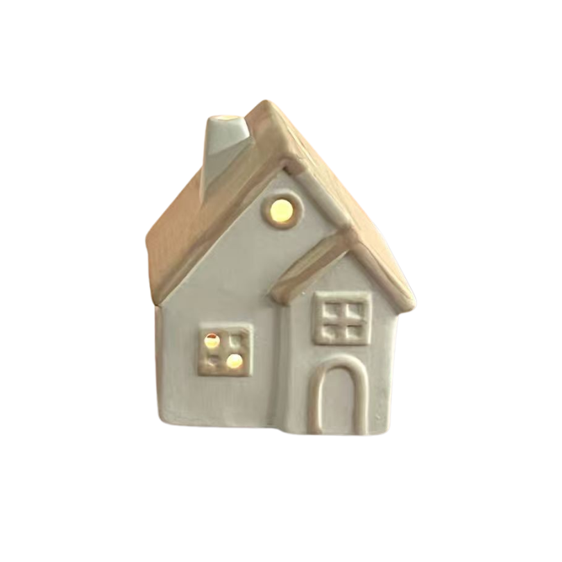 Cute Ceramic House Candle Stand Ornament Matte texture