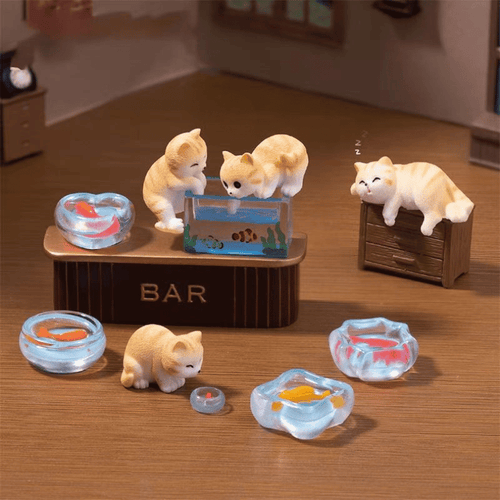 Cute Mini Kitten Figurine | Playful Cat Decorative Ornament