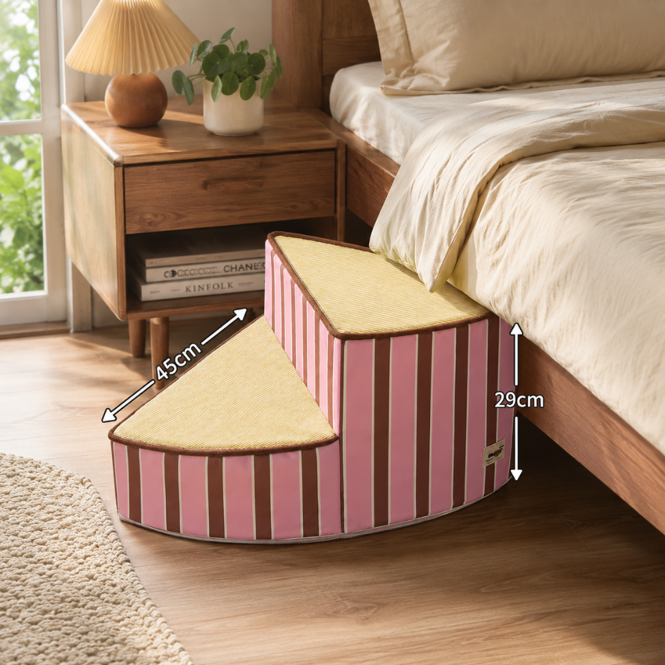 Curved Foam Dog Steps for Senior & Small Dogs - Bed and Sofa Access