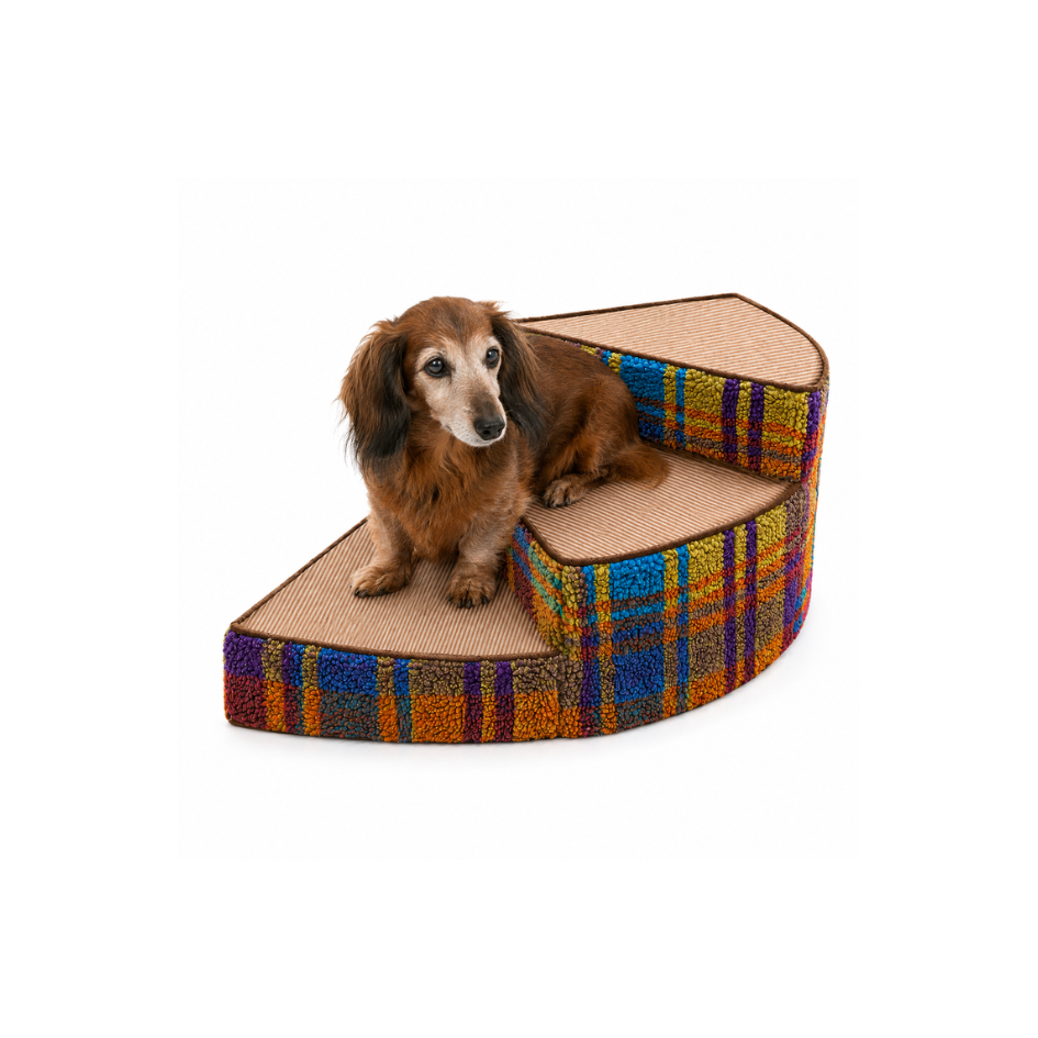 Curved Foam Dog Steps for Senior & Small Dogs - Bed and Sofa Access