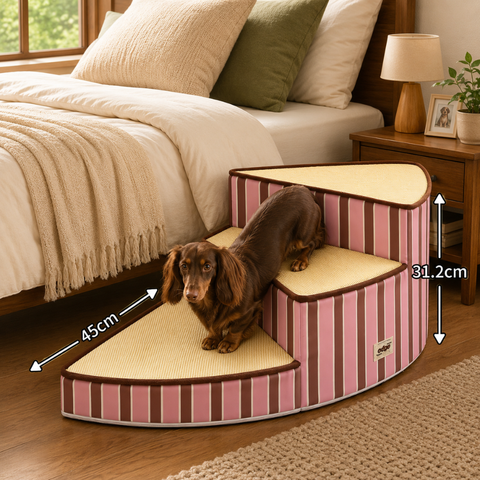 Curved Foam Dog Steps for Senior & Small Dogs - Bed and Sofa Access