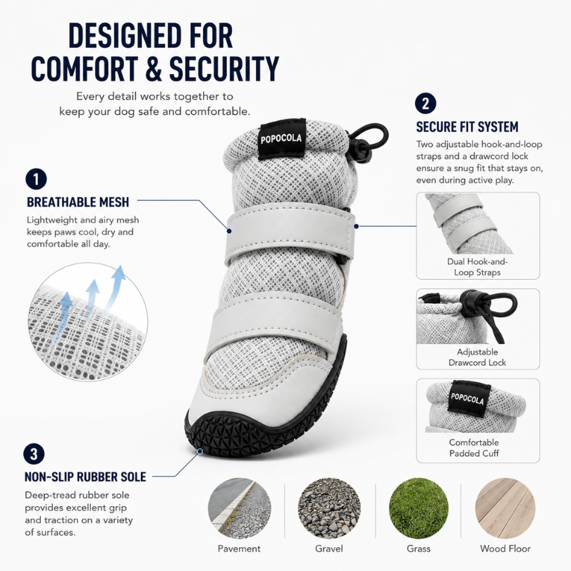 Breathable Summer Dog Boots | Anti-Slip Mesh Shoes for Hot Pavement