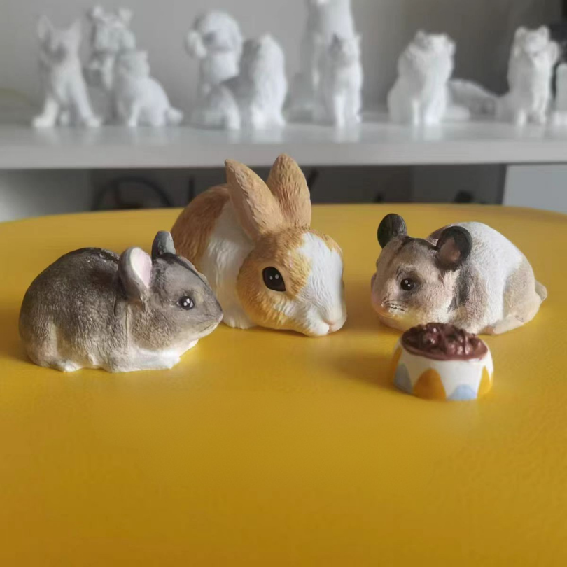 Custom Hand-Painted 3D Plaster Full-Body Pet Figurine