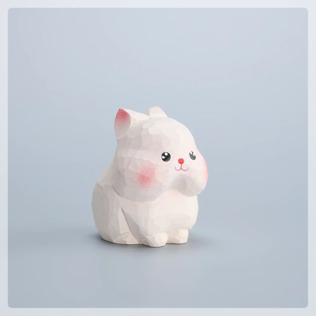 Hand-Carved Wooden Rabbit Ornament