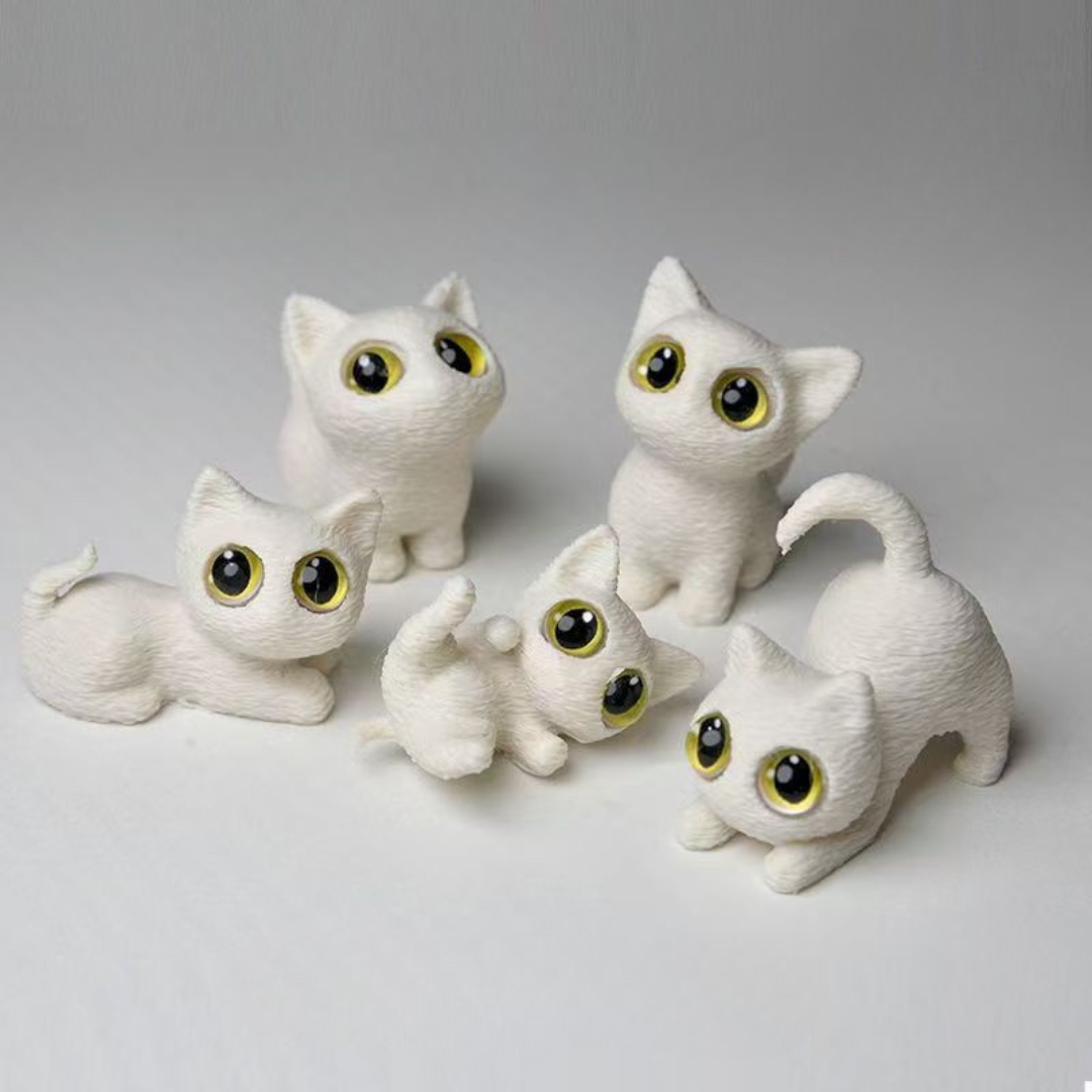 Cute Big-Eyed Cat Faux Fur Display Ornament