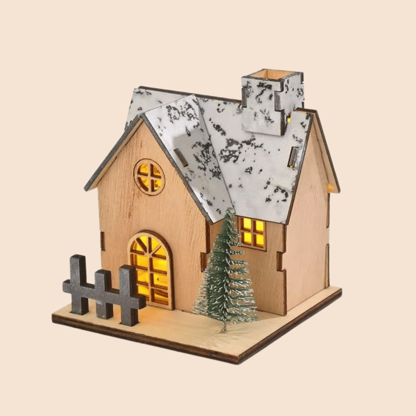 Christmas Lighted Mini House Ornament