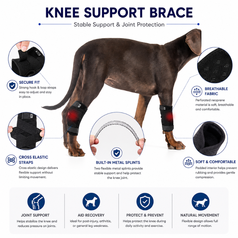 Dog Knee Brace for Senior Dogs with Metal Splints