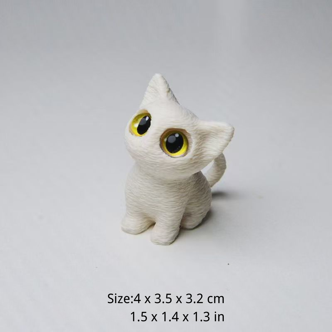 Cute Big-Eyed Cat Faux Fur Display Ornament