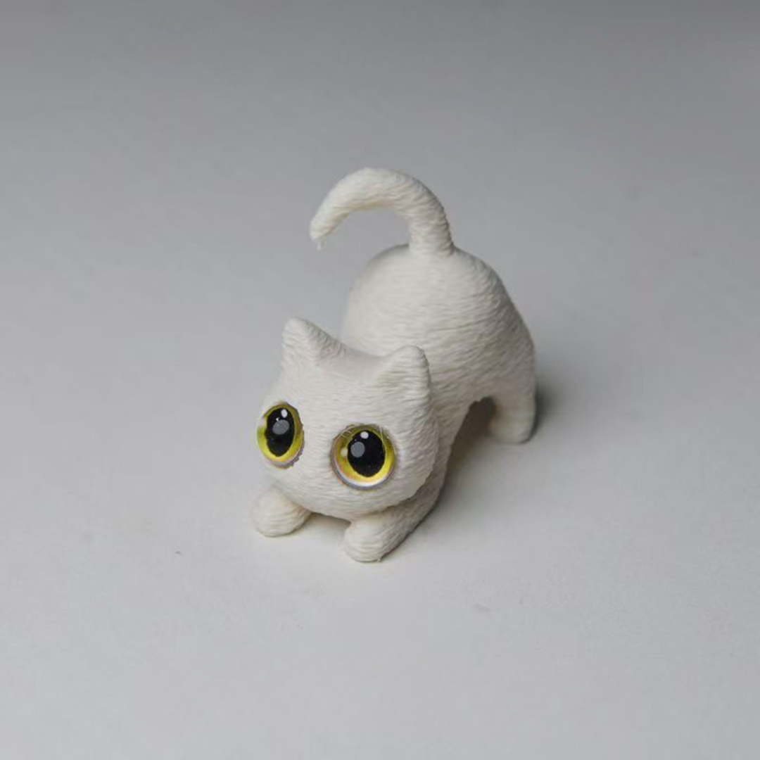 Cute Big-Eyed Cat Faux Fur Display Ornament