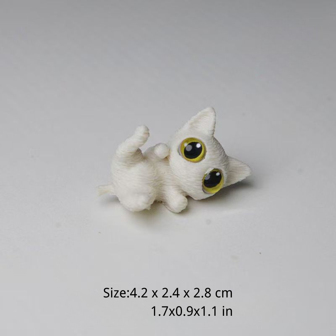Cute Big-Eyed Cat Faux Fur Display Ornament