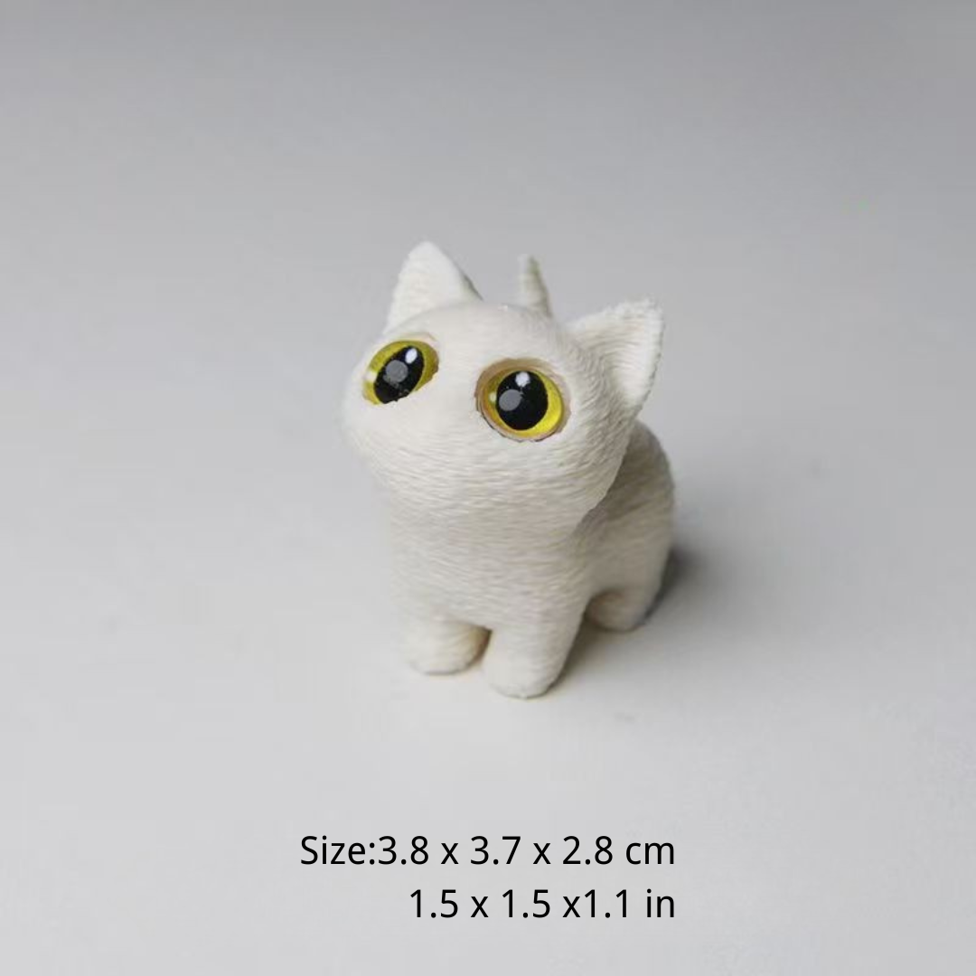 Cute Big-Eyed Cat Faux Fur Display Ornament