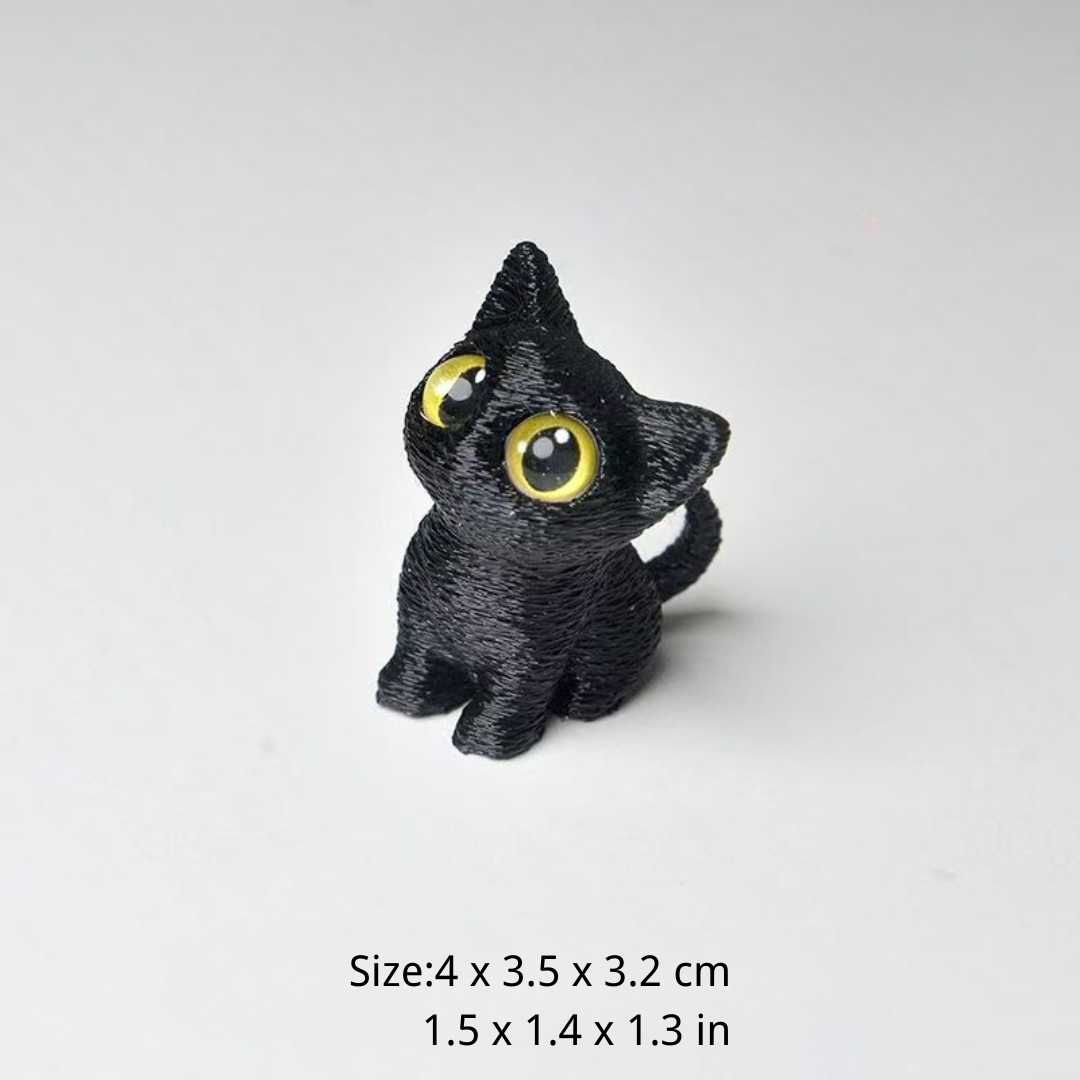 Cute Big-Eyed Cat Faux Fur Display Ornament