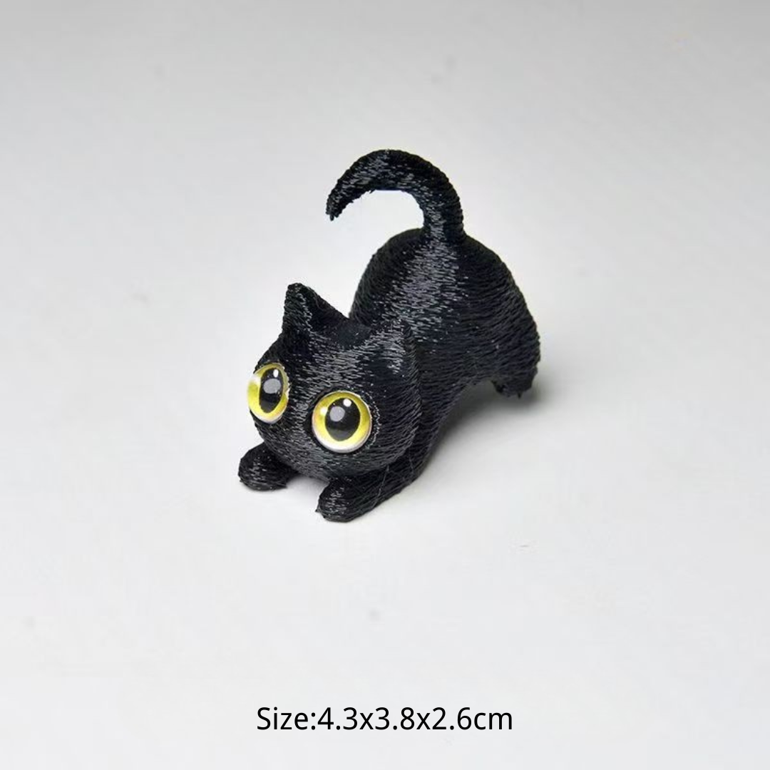 Cute Big-Eyed Cat Faux Fur Display Ornament
