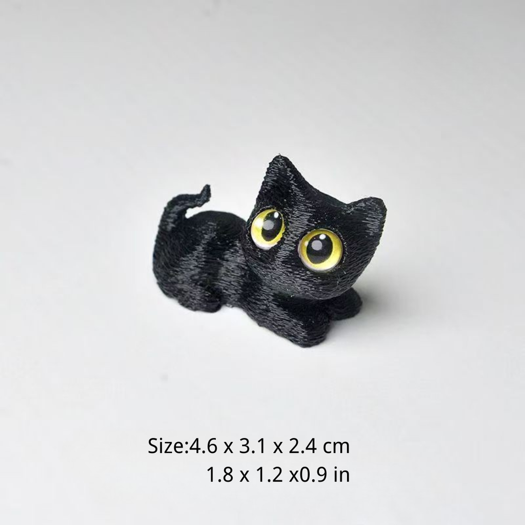 Cute Big-Eyed Cat Faux Fur Display Ornament