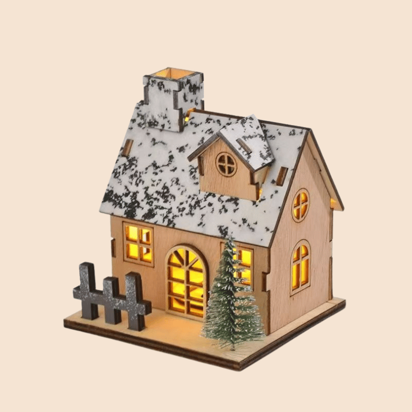 Christmas Lighted Mini House Ornament