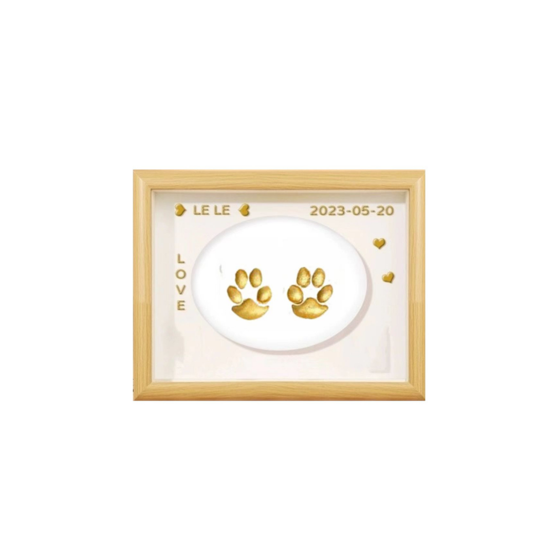 Cat & Dog Paw Print Keepsake Frame – Pet Paw Impression Memorial Photo Frame
